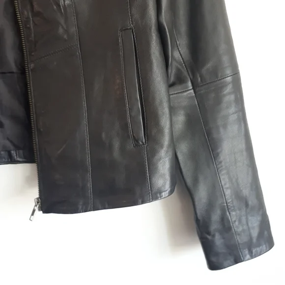 Women's Black Leather Jacket from Sears, Size Medium (8-10) - Picture 4 of 8